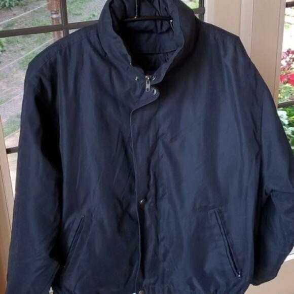 London Fog Black 2 in 1‎ Zip/Snap Insulated Lined Hooded Bomber Sz. L Jacket - Picture 2 of 14
